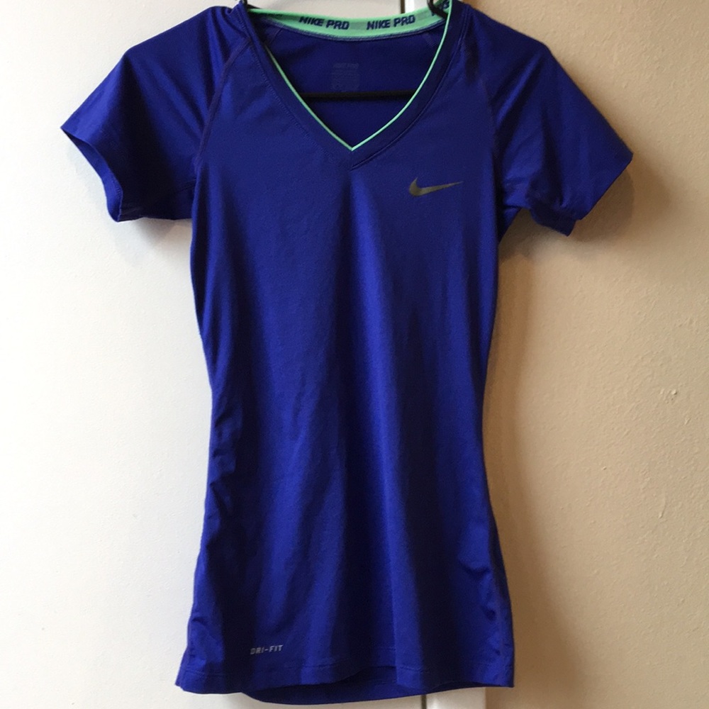 Nike pro v-neck t-shirt blue xs